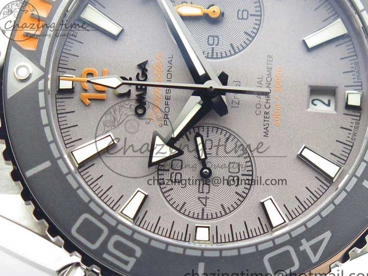 0727 MultiPurpose Planet Ocean Master Chrono SS OM 1:1 Best Edition Gray Dial On SS Bracelet A9900 V 8116